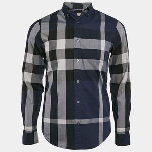 Authentic Burberry Brit Navy Blue Tartan Checks Cotton Button Down (TAILORED)